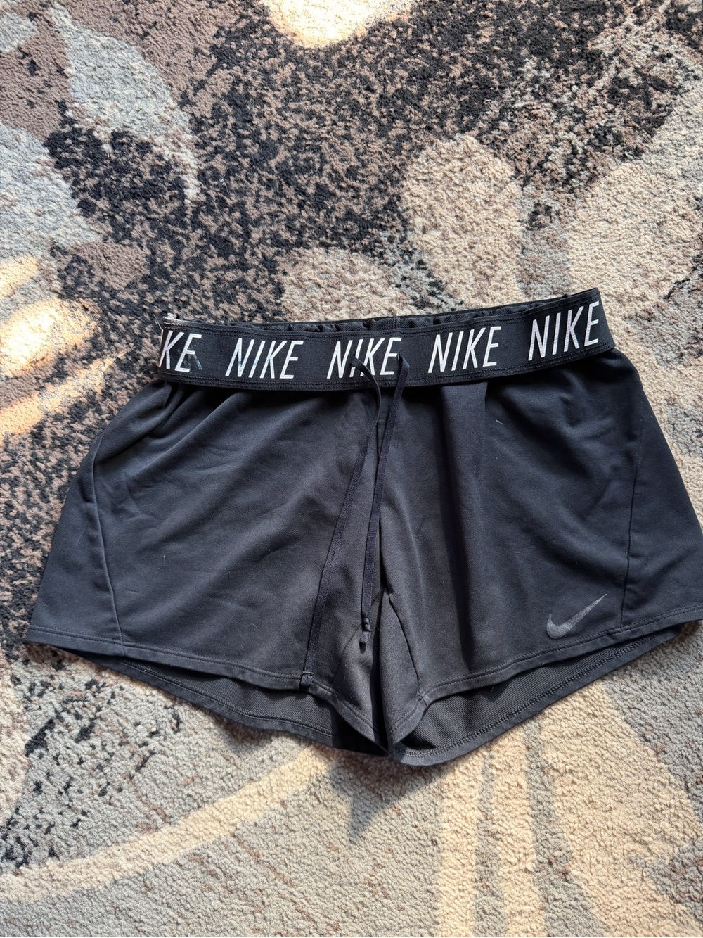 Nike Women’s Black Athletic Shorts with Branded Waistband. Small